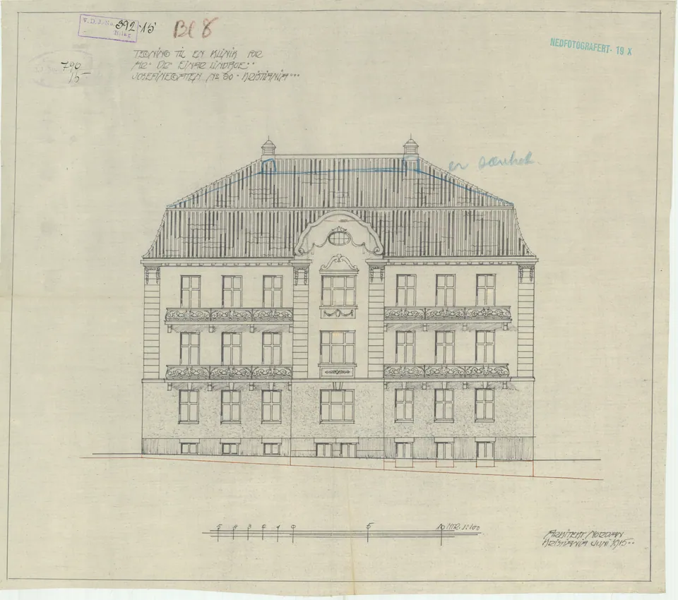 Victor Nordans originaltegning av Josefines gate 30 (2 av 10)