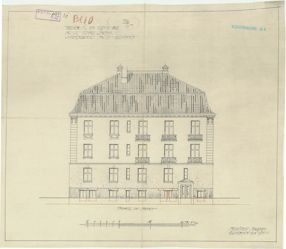 Victor Nordans originaltegning av Josefines gate 30 (4 av 10)