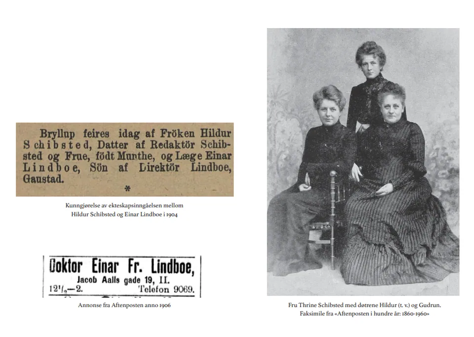 Tre kvinner, historisk fotografi fra Lindboes tid