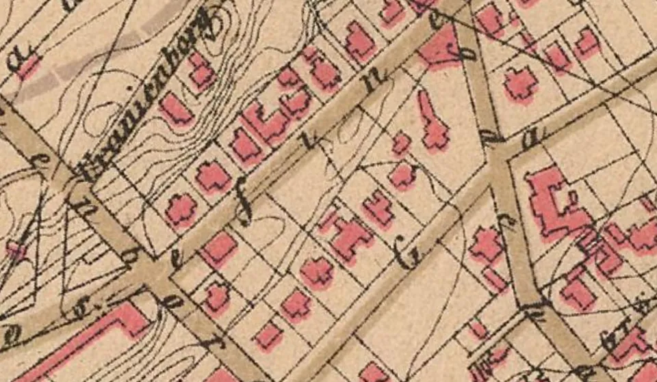 Kart over Homansbyen fra 1881 med Josefines gate 30