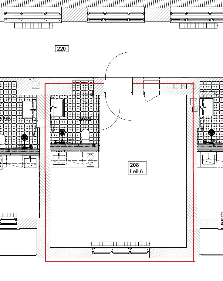Plantegning av Rom 208 i Josefines gate 30