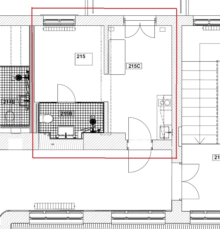 Plantegning av Rom 215 i Josefines gate 30